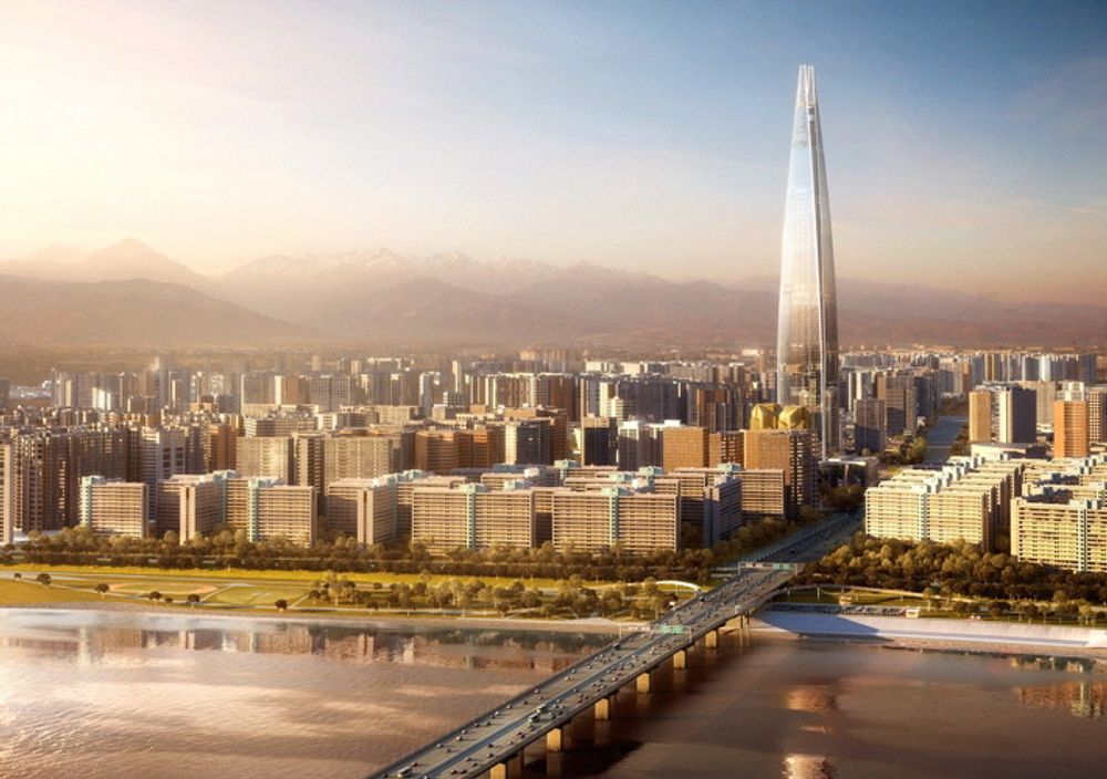 8: LOTTE WORLD TOWER, SEOUL, SØR-KOREA: 556 meter høyt, 123 etasjer, skal stå ferdig i 2014. Blir både boliger, kontorer og et hotell. Kalles også Lotte Supertower.  