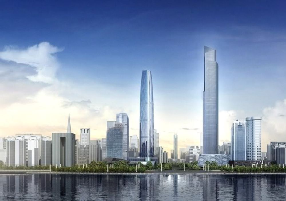 10: CHOW TAI FOOK CENTRE, GUANGZHOU, KINA: 530 meter høyt, 116 etasjer, skal stå ferdig i 2016. Også kjent som Guangzhou East Tower, komplekset heter nemlig Guangzhou Twin Towers. Skal huse kontorer og et hotell.  