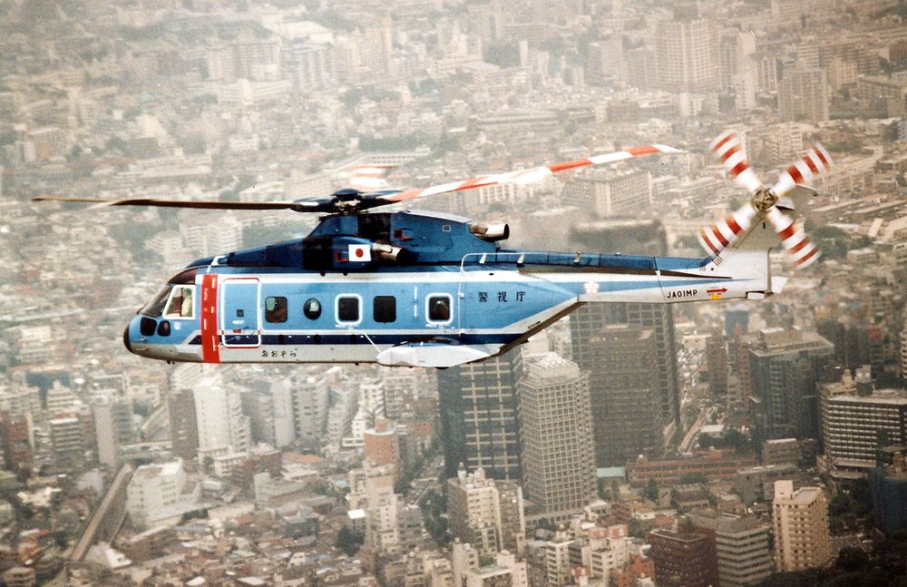 AW101-510 er et sivilt sertifisert helikopter som flyr for politiet i Tokyo. 