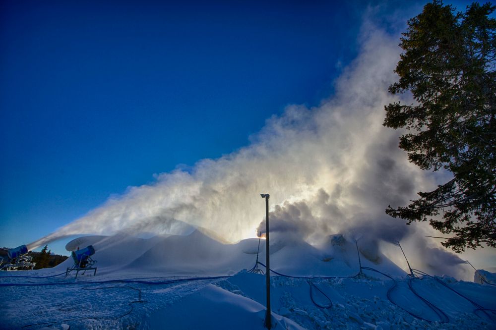HVITT GULL: Intens snøproduksjon frem til påske gjør at Beitostølen kan garantere sesongstart for langrennsløperne i slutten av oktober. 20.000 m3 snø dekkes nå av flis for å kunne graves frem igjen til høsten. FOTO: Nicolay Flaaten