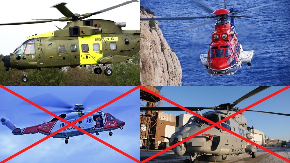 AgustaWestland og Eurocopter er fortsatt med i konkurransen om å levere Norges nye redningshelikopter. NHIndustries og Sikorsky er vraket. 