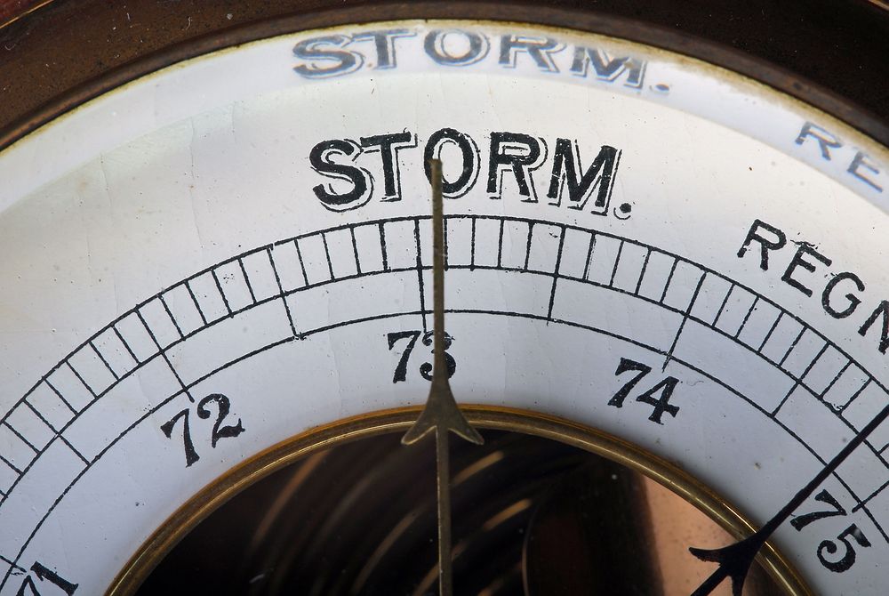 Barometer showing change in weather. Storm. 