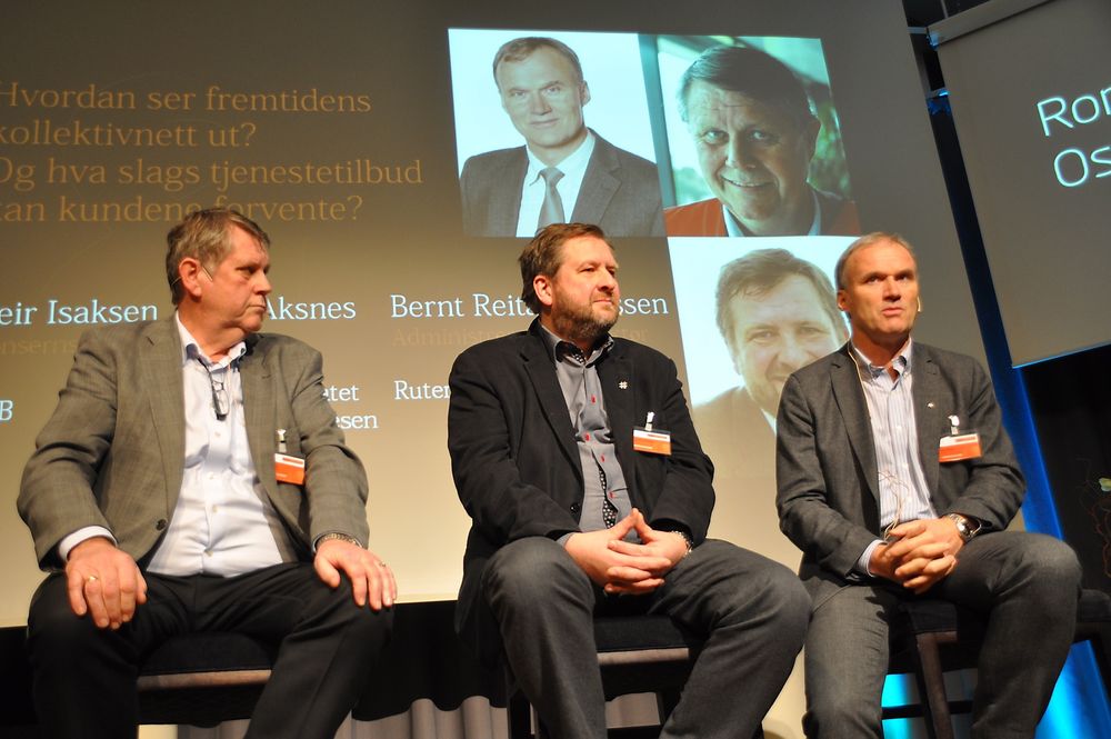 SKAL BRUKE 250 MILLIARDER: Lars Aksnes, assisterende direktør i Vegdirektoratet; Bernt Reitan Jenssen, administrerende direktør i Ruter, og Geir Isaksen, konsernsjef i NSB  