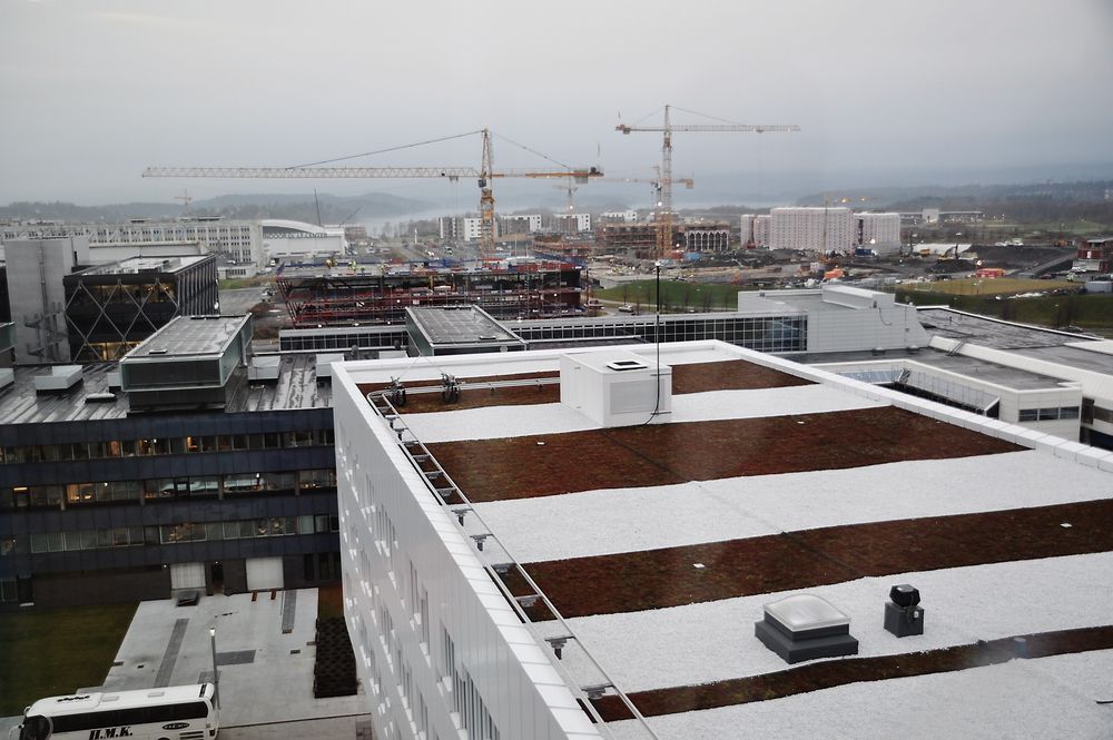 MOT SØR: Utsikten fra Statoil-bygget over Fornebulandet mot sør. På klare dager bør det være mulig å skimte deler av Drøbaksundet. 