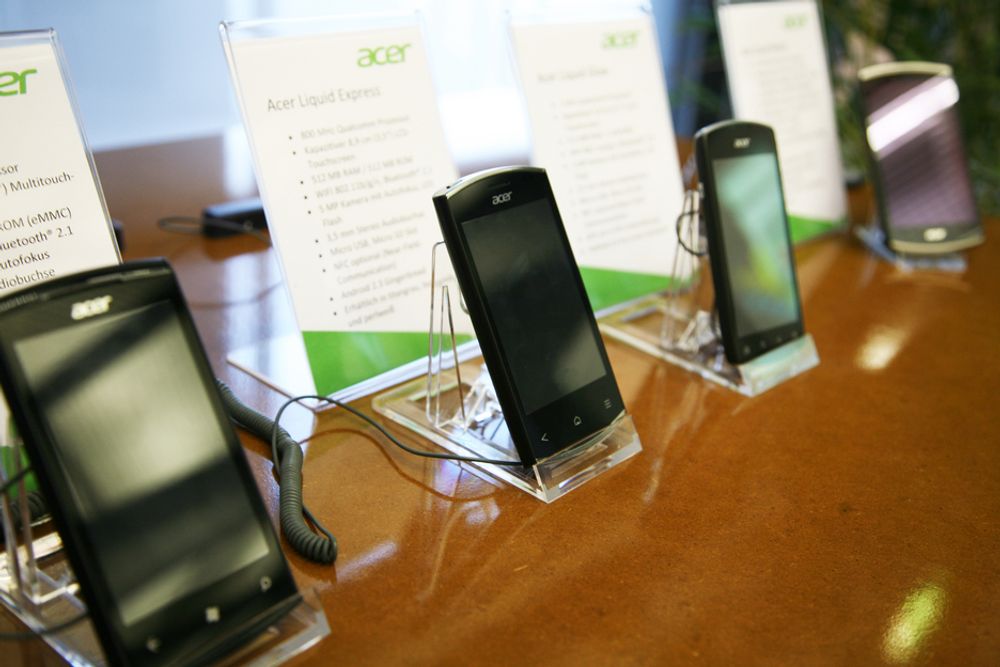 MESSE: Dette er Acers nye kolleksjon av smarttelefoner, som ble lansert på Mobile World Congress i Barcelona i forrige uke.