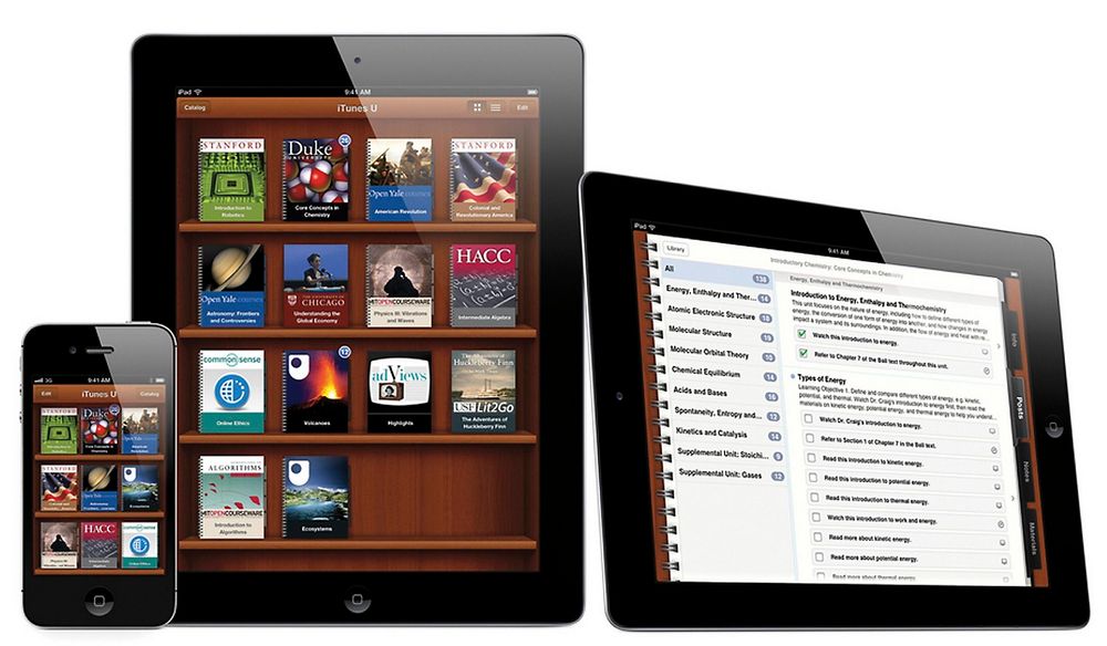 IBOOKS 2: Hvis Apple får det som de vil, blir iPad den nye læreboka. Det er iBooks 2 som skal gjøre det mulig. Til forskjell fra tradisjonelle lærebøker, blir dette interaktivt, med søk, 3D-illustrasjoner, video og mer til. Mange bøker fra forlagshusene Pearson PLC, McGraw-Hill and Houghton Mifflin Harcourt er allerede lagt ut gratis, myntet på amerikanske high school-elever.