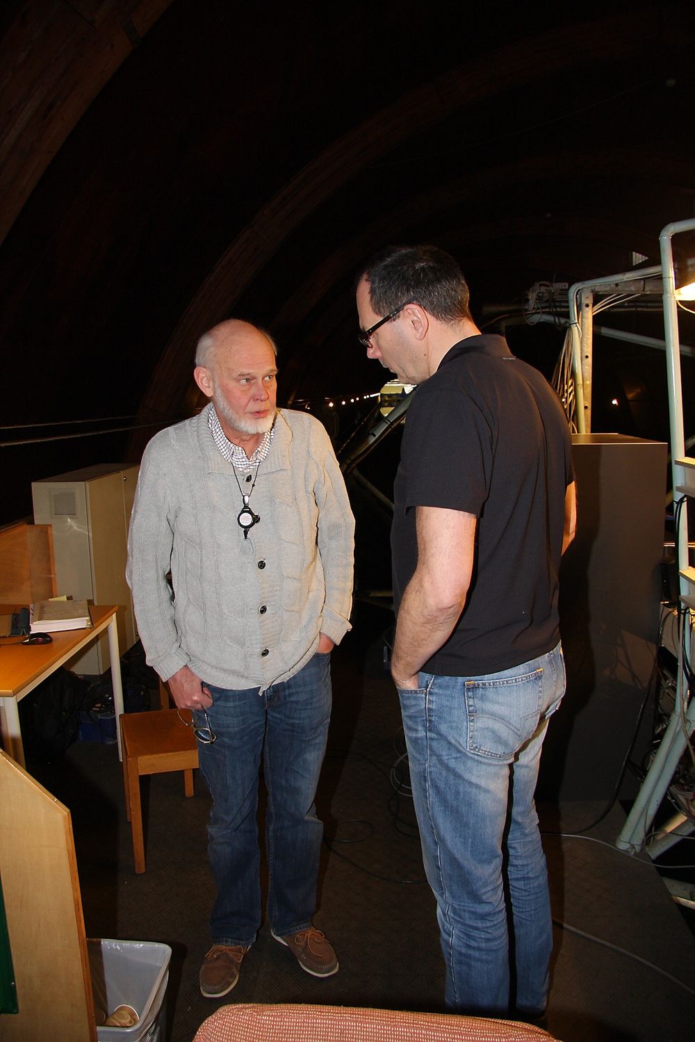 DISKUSJON: Hans Liljenberg fra SSPA og Tor Kolbjørn Ligvård mellom to testløp.