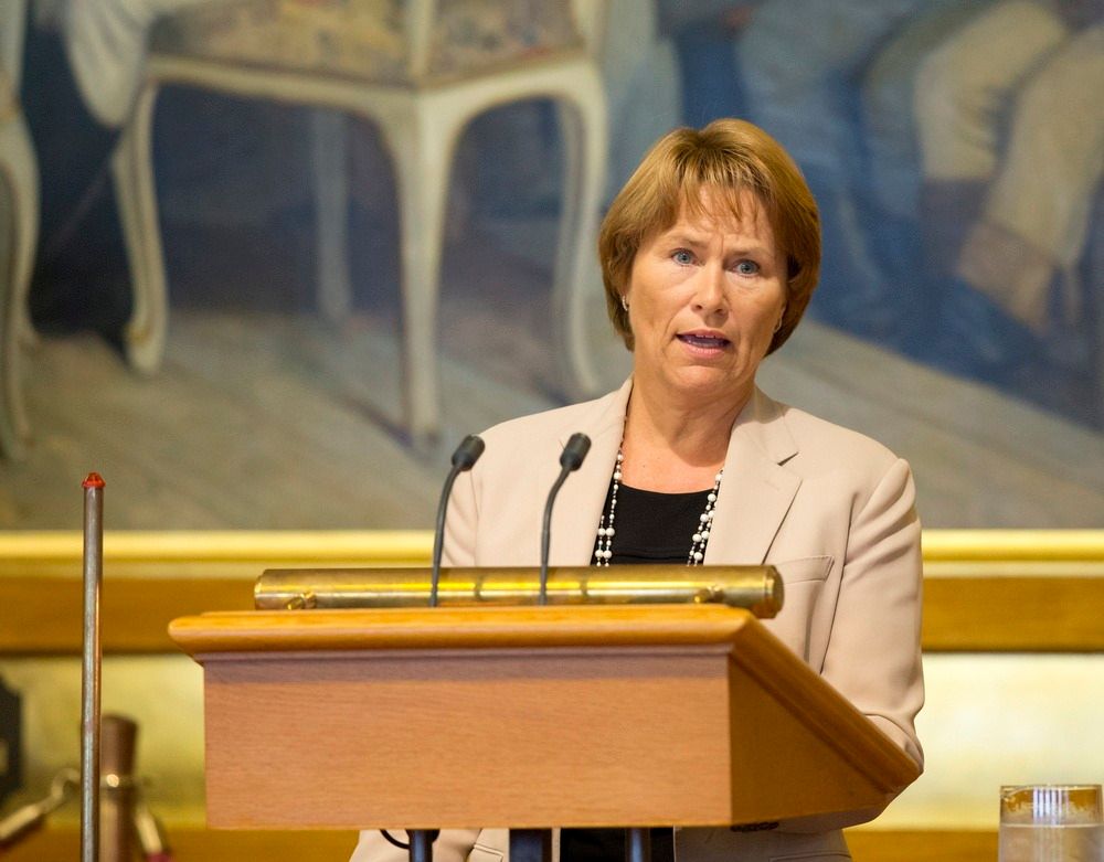 Justisminister Grete Faremo i Stortinget tirsdag under 22. juli redegjørelsen. 