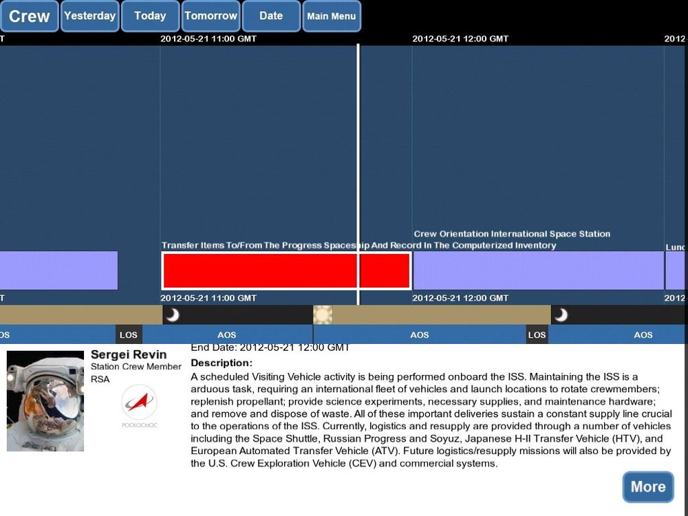 TIMEPLAN: I appens meny Visit the Crew, ser du hva mannskapet driver med nå. 
