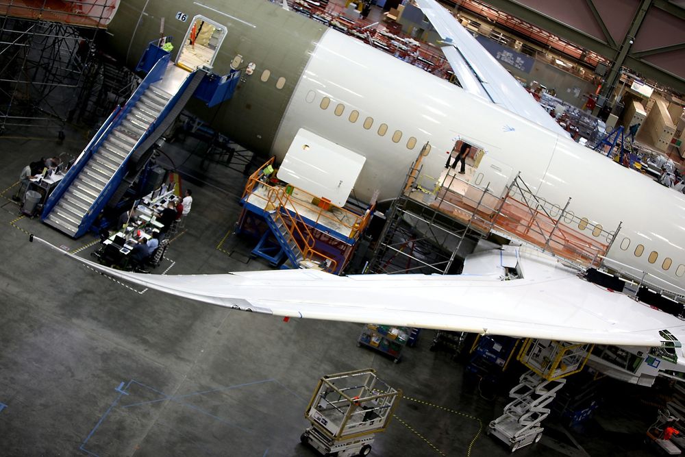 En Boeing 787 Dreamliner under produksjon. 