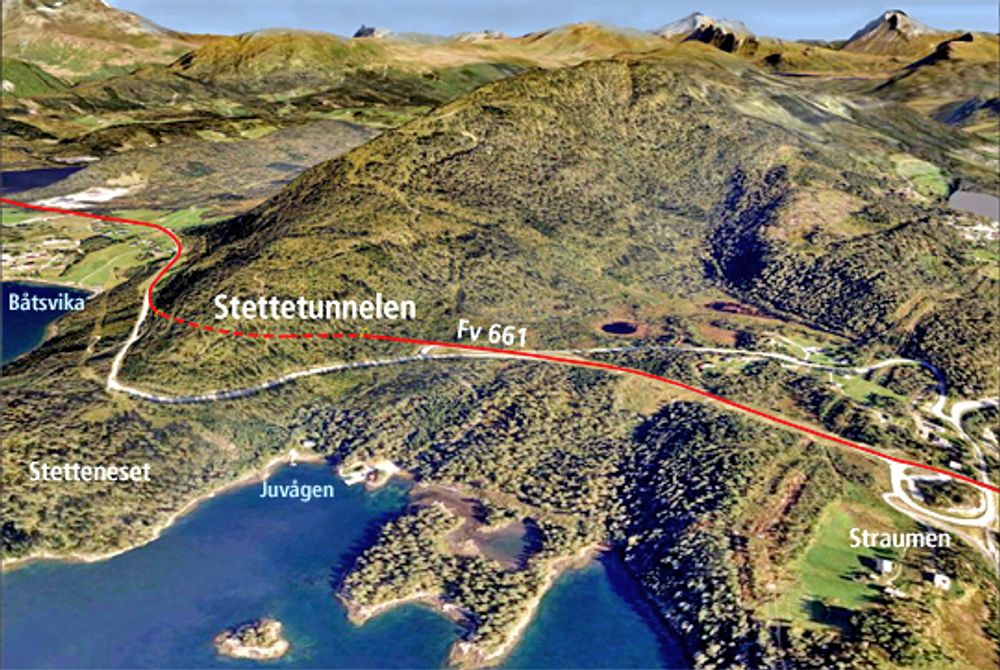 Betonmast ligger godt an til å få kontrakten på Stettetunnelen. Volda Maskin er den eneste anbyderen som ligger i nærheten. Ill.: Statens vegvesen