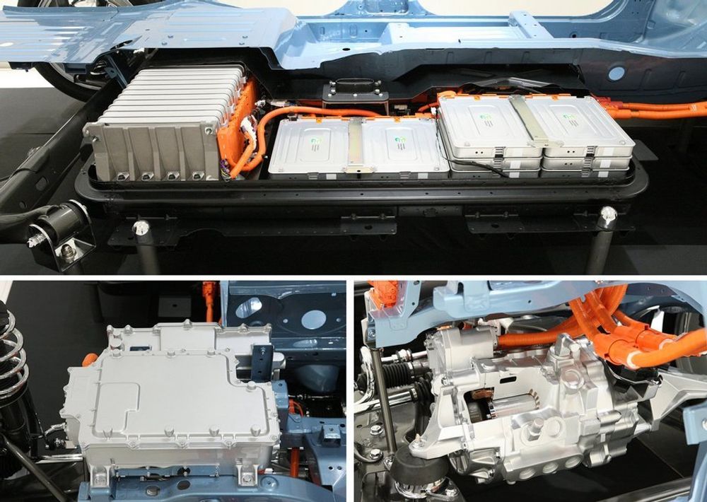 Feil på motor og styringsmodul på Nissan Leaf dekkes av garantien, men det er uklart hvor mye kapasitetsreduksjon litiumionebatteriet (øverst) må ha før det defineres som defekt.
