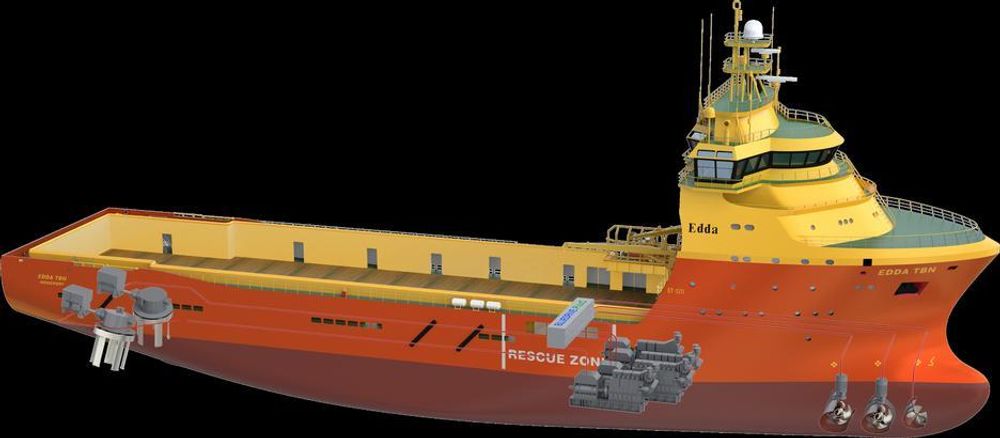 NYTT SYSTEM: Siemens og Østensjø Rederi har sammen utviklet systemet som er tilpasset driftsprofilen og med katalysator som fungerer selv ved lav belastning. Skipet skal ha Voith Schneider-propeller.