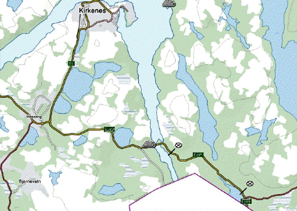 Strekningen som skal utbedres er markert nede til høyre på kartet.
Ill.: Statens vegvesen