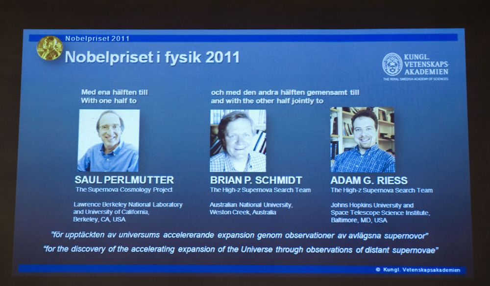 PRISET: Saul Perlmutter, Brian Schmidt og Adam Riess får Nobelprisen i fysikk 2011 for deres forskning om universets ekspansjon.