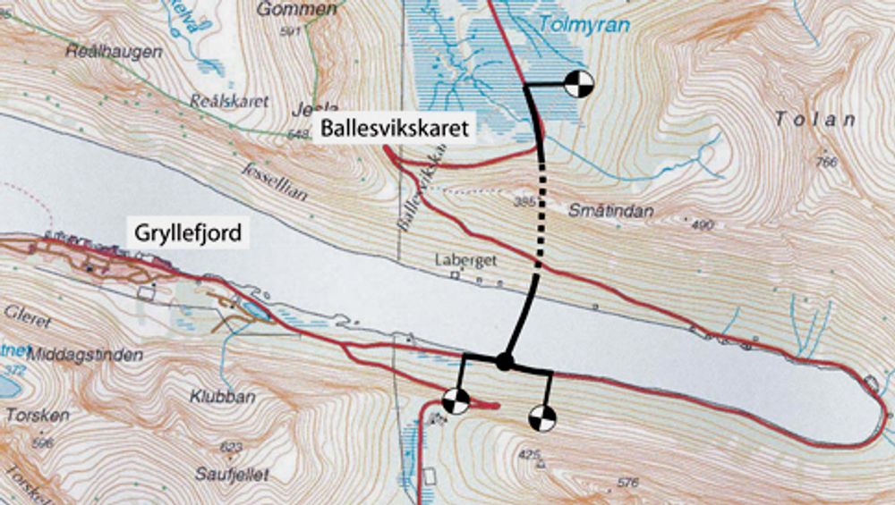 Fiskeværet Gryllefjord på Senja får kortere og mer rassikker vegforbindelse til omverden når tunnelen under Ballesvikskaret og brua over Gryllefjorden blir ferdig høsten 2013.
Ill.: Statens vegvesen