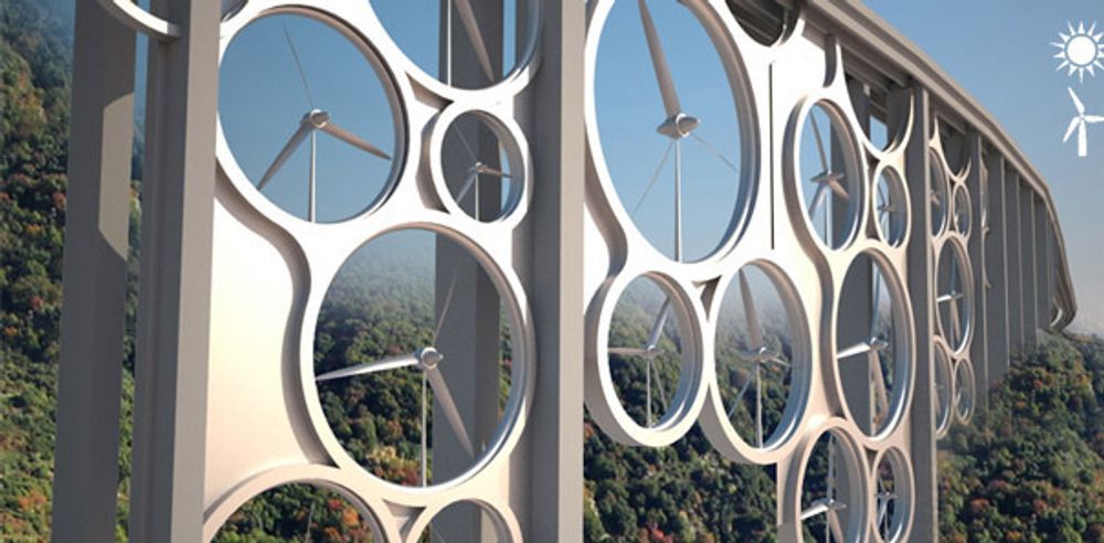 Solar Wind-broen bruker vindturbiner og solpaneler under "asfalt" av plast til å produsere nok energi til 15000 husstander.