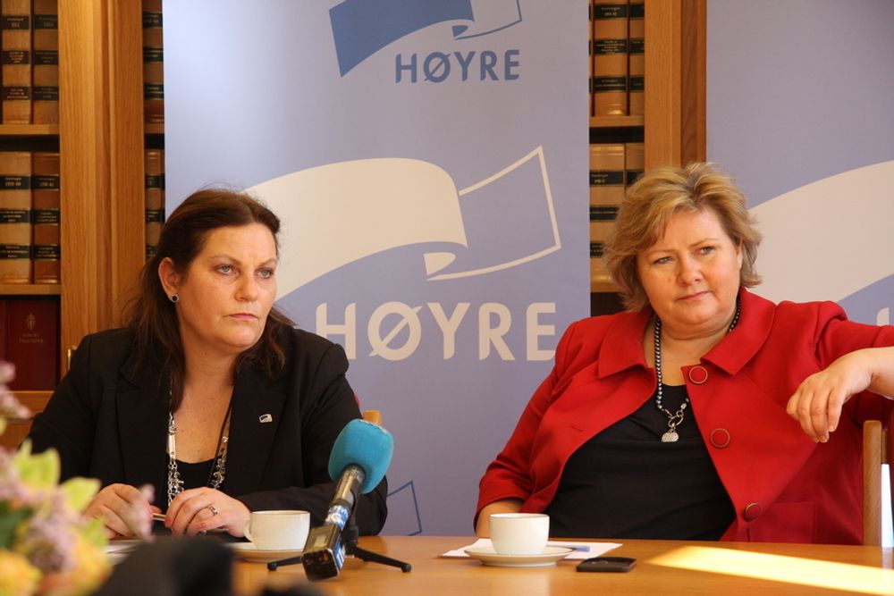 Siri Meling og Erna Solberg legger frem Høyres petroleumsmelding.
