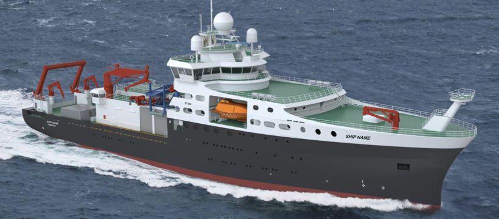 INTERNASJONALT: Det britiske forskningsskipet  Discovery er tegnet i Norge, byggesi Spania og får mye norskt utstyr og finske motorer.