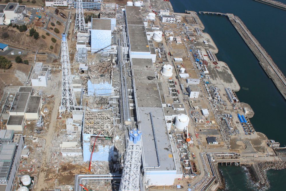 Luftfoto av atomkraftverket Fukushima Daiichi.
