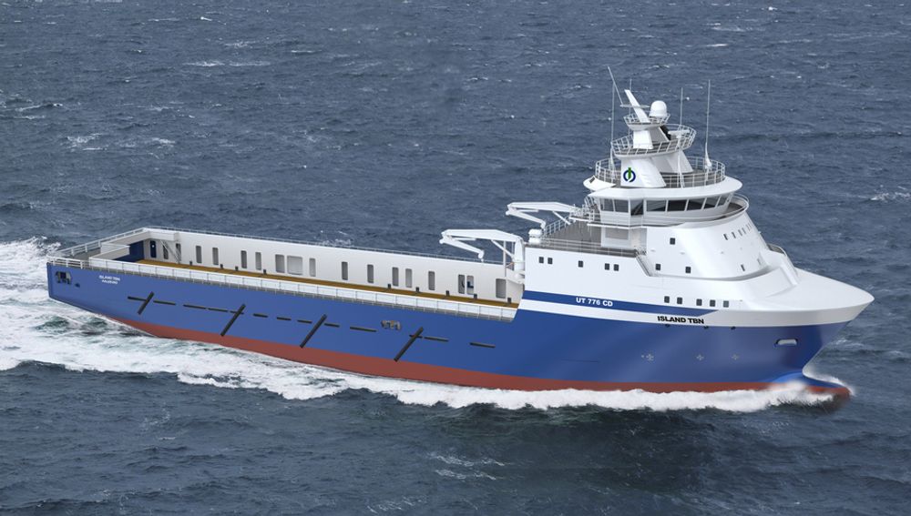 PSV: STX OSVs verft i Brevik skal bygge ferdig to forsyningsskip for Island Offshore. Skrogene leveres fra Romania. Design: Rolls-Royce UT 776 CD.