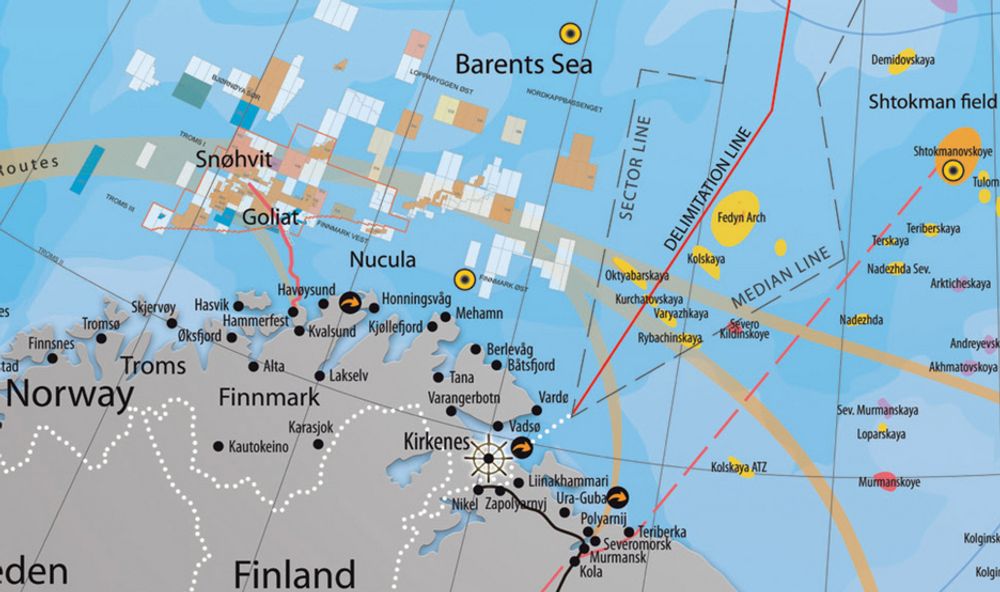 Her går den nye delelinjen mellom Russland og Norge.