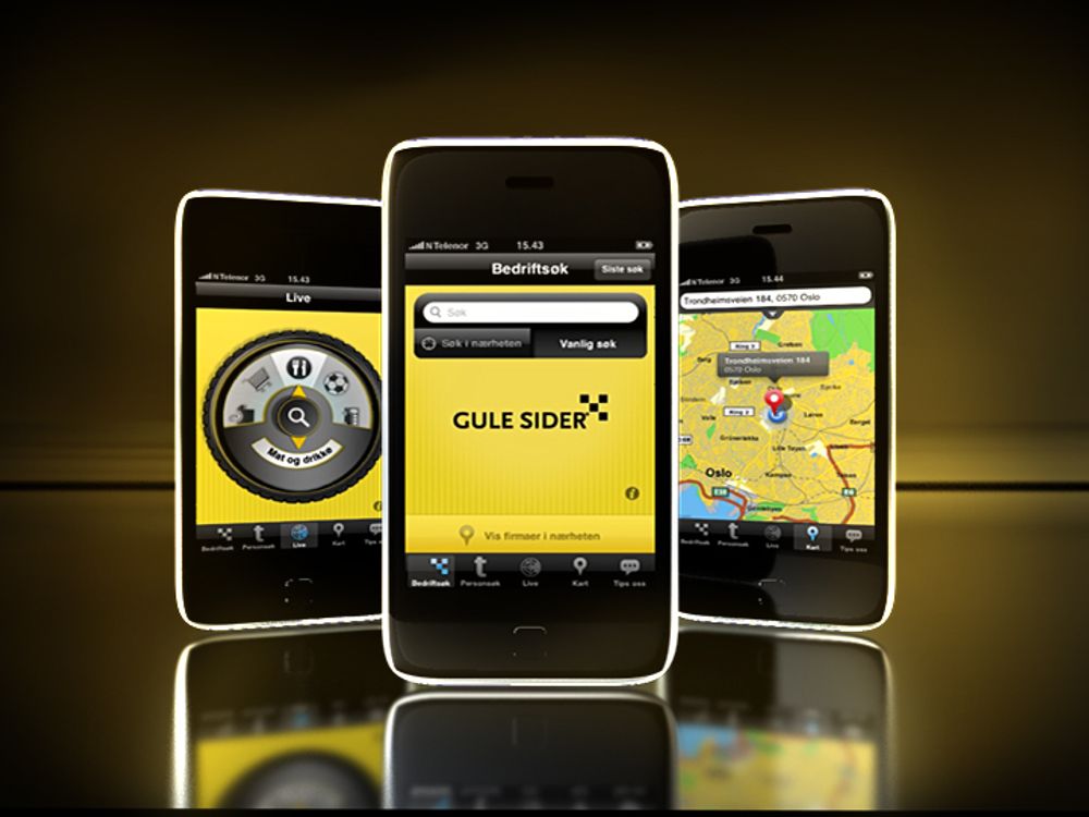 Eniros Gule Sider-applikasjon til mobiltelefon vant europeisk pris forrige uke.