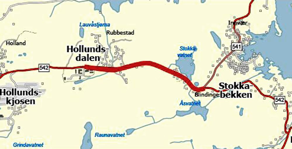 HAB Construction har fått kontrakten på utbedring av fylkesveg 542 mellom Hollundsdalen og Stokkabekken. Standardhevingen blir betydelig.