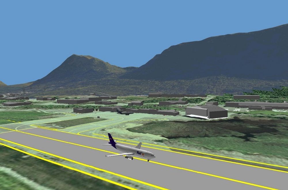 NY DIMENSJON: Avinor går fra todimensjonale kart til mulighet for 3D-visning, som her fra Ørsta-Volda lufthavn, Hovden.