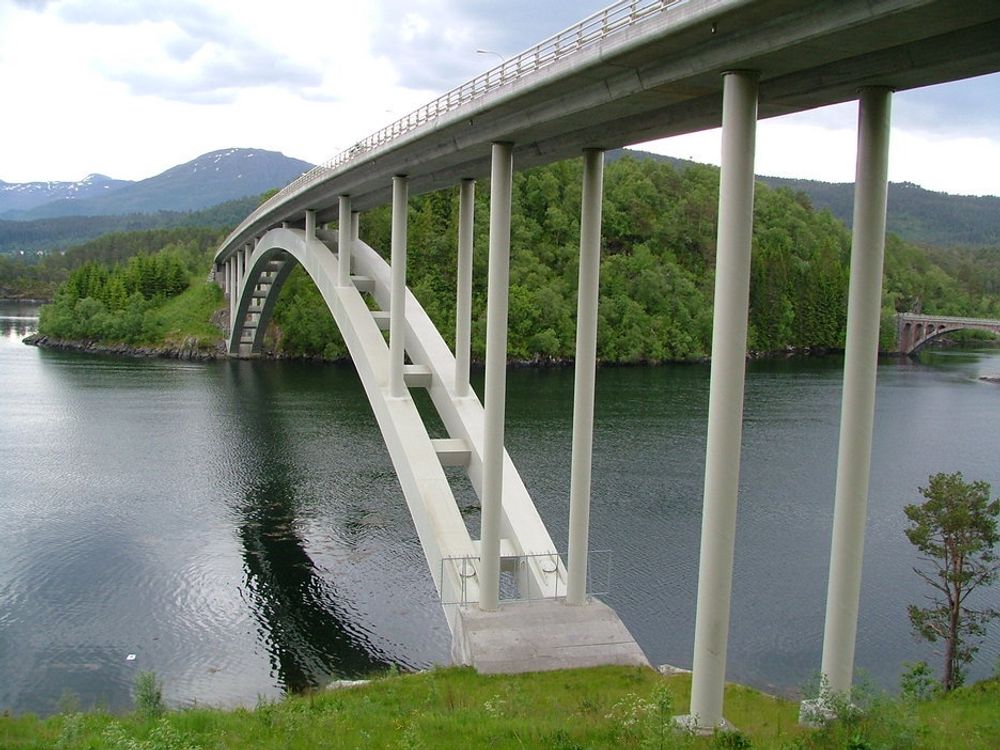 KANDIDAT 9: Straumsbrua er en 290 meter lang stålbuebru som erstattet de gamle Skodjebruene i 2004. Den krysser Skodjestraumen i Møre og Romsdal.