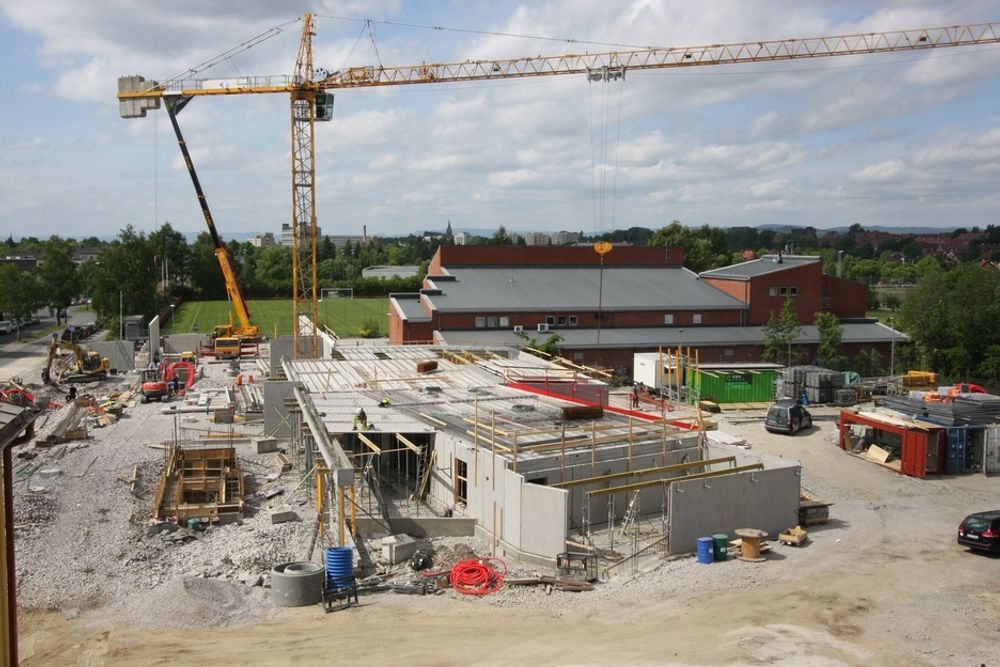 NESTE TRINN: Byggetrinn II er et nybygg rett ved siden av den gamle Margarinfabrikken, det skal stå ferdig neste år.