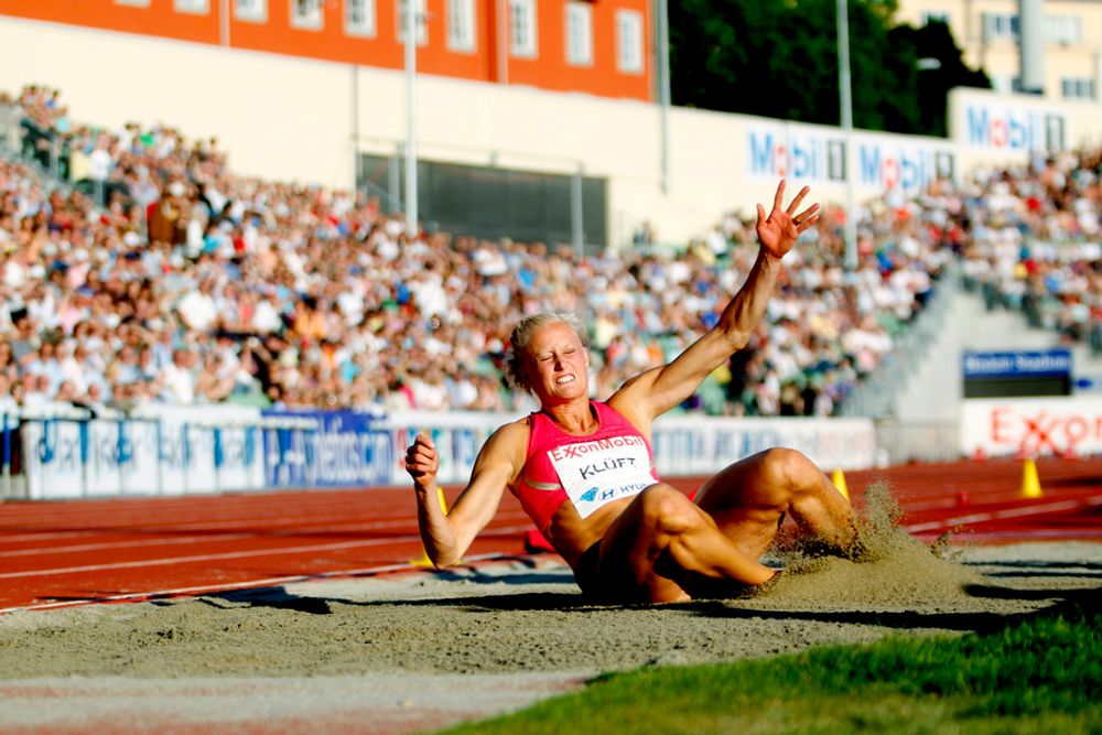 Svenske Carolina Klüft skal hjelpe Veidekke til helsegevinster. Her fra Bislett Games i sommer.