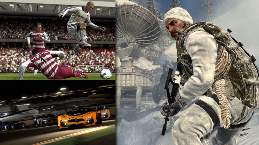 NOMINERT TIL ÅRETS SPILL: Call of Duty: Black Ops (t.h.), fotballspillet FIFA 2010 og foreløpig uutgitte Gran Turismo 5.