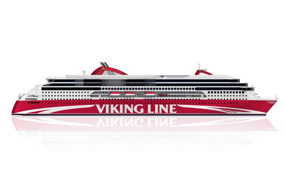 GRUNT OG GRØNT: Den 240 meter lange cruiseferja til Viking Line er støysvak, lager små bølger og blir svært miljvennlig på grunn av LNG-drift av motorene i stedet for bunkersolje eller diesel.