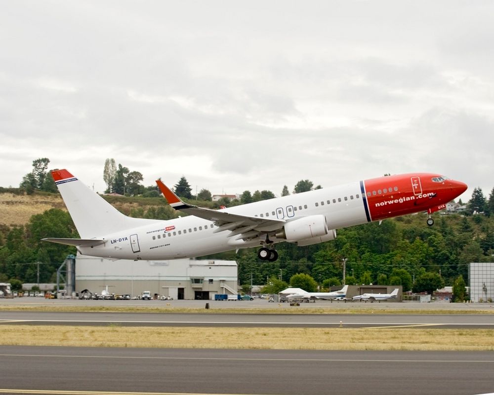 Norwegians første Boeing 737-800 forlater Seattle.