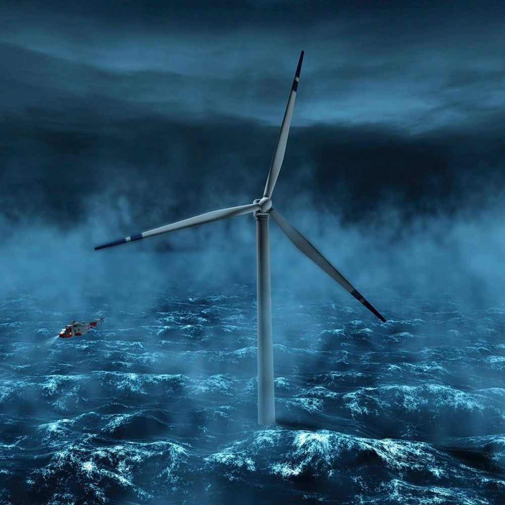 STOR: Statoilhydros Hywind blir den første industrielle fullskala demonstrasjonsenheten for flytende vindturbiner. Enheten er et snaut 200 meter langt tårn, hvor cirka 65 meter vil rage over havoverflaten.
Illustrasjon.
