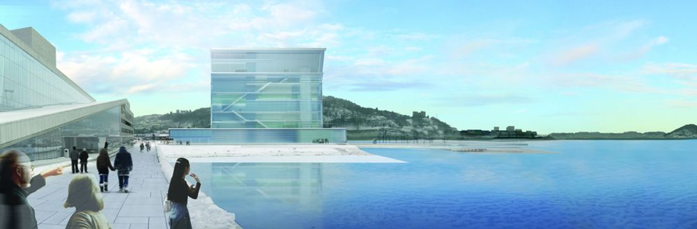 VINNER: Juryen mener at "Lambda" av spanske Herreros Arquitectos bør bli det nye Munch-museet i Bjørvika. Operadirektøren frykter at operaen blir overskygget.