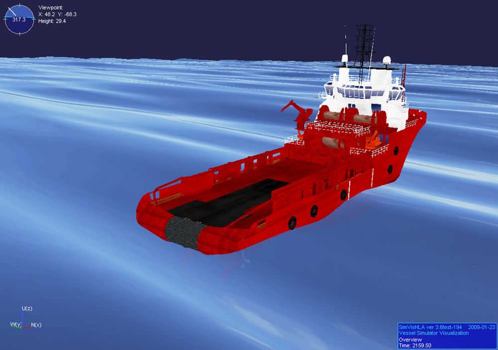 BØLGESKVULP: Supplyskipet er tegnet av Rolls-Royce-selskapet Ship Technology Offshore. Fra simulatoren får designerene viktige tilbakemeldinger.