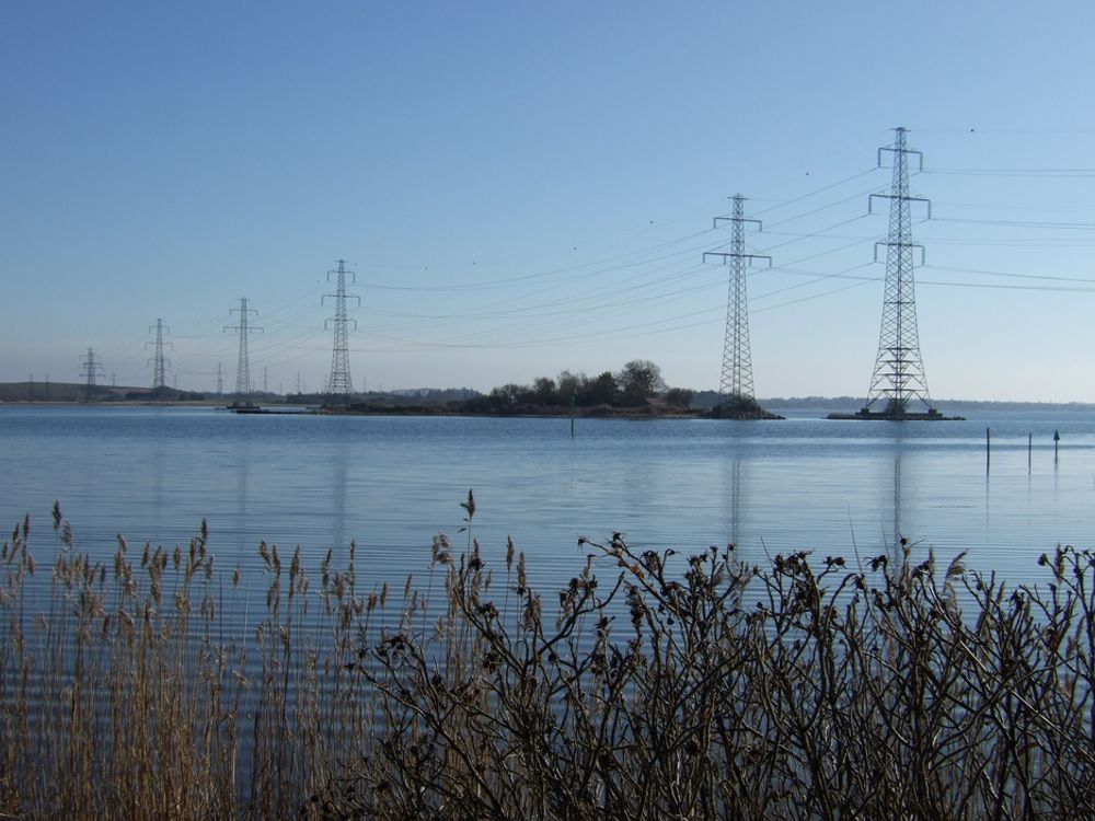 UNDER FJORDEN: 400 kV-linjene krysser Roskilde fjord. Flere kraftlinjer i 400 kV-nettet skal nå flyttes eller kables.