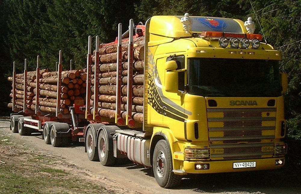 I Sverige er transportandelen på 20 prosent av tømmerprisen til fabrikk.