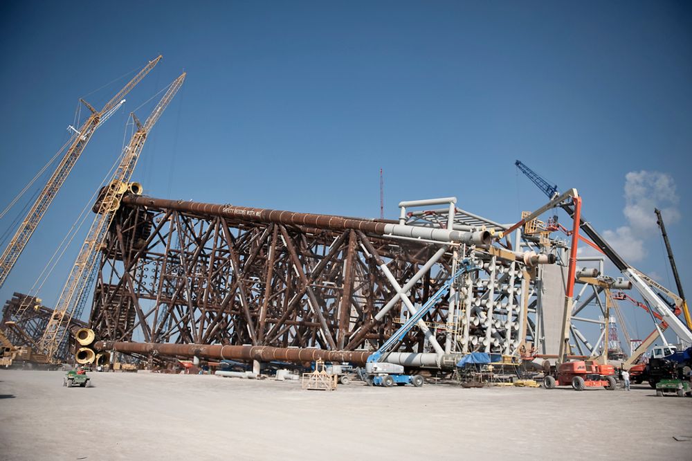 TO STYKKER: Stalstrukturene er bygget ved Kiewit i Corpus Christi i Texas
