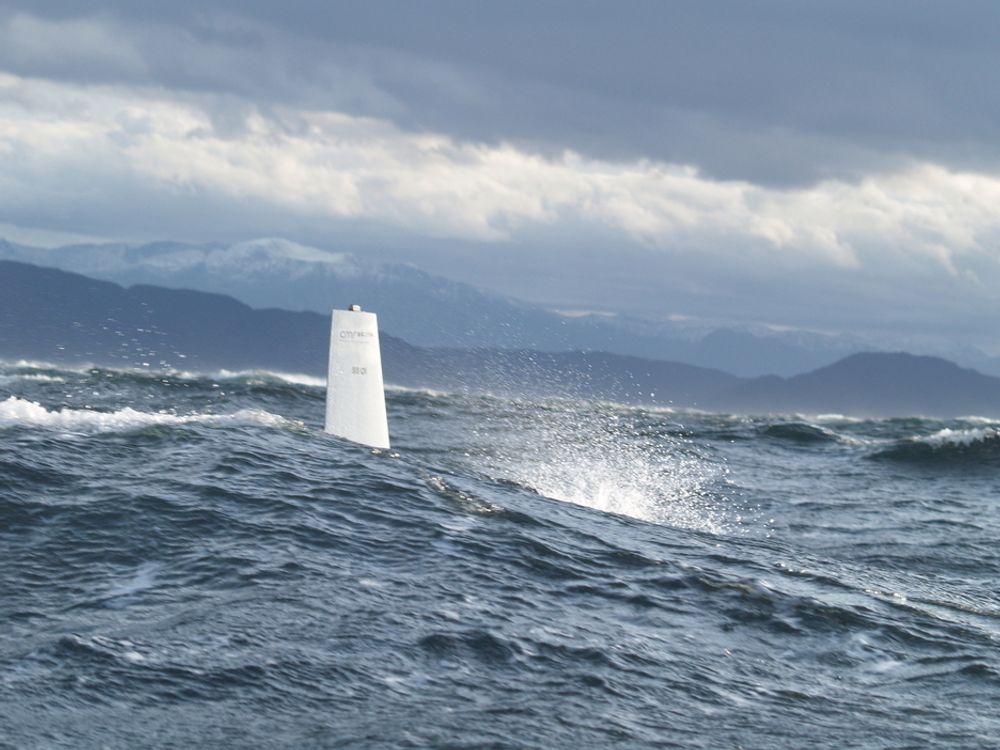 TØFFING: Seilbøya tåler store bølger og retter seg for og effektivt opp.