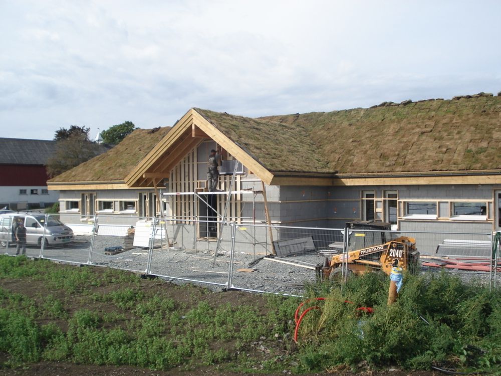 VARME BARN: To barnehager er foreløpig bygget som passivhus i Noreg. Dette er en barnehage på Frosta i Nord-Trøndelag som sto ferdig i fjor høst.