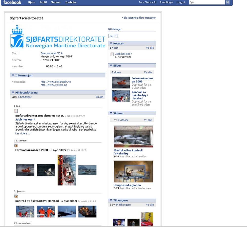 PROFILERING: Sjøfartsdirektoratet vil vise en mer uformell side på internett og har opprettet en Facebook-profil.