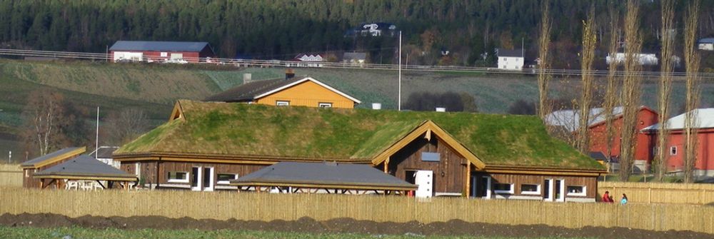 OASE: En hustifte etter et langhus fra vikingtida ble funnet like i nærhetne av tomta til barnehagen. Inspirasjon til utformning var dermed gitt.