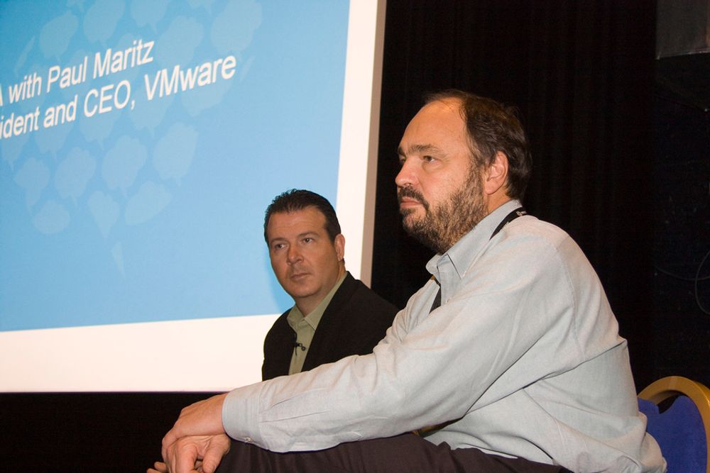 VIL BEHOLDE LEDELSEN:Paul Maritz (th) og Tod Nielsen i VMware har stor tro på at de vil beholde ledelsen på det feltet som kanskje vokser mest innen IT for tiden.