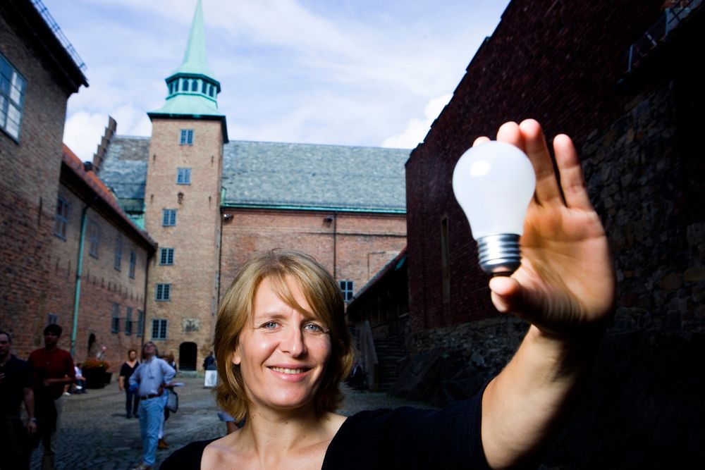 Prosjektleder i Forsvarsbygg sitt energiprosjekt, Cecilie Jentoft, presenterte prosjektet på Akershus Festning i Oslo tirsdag.