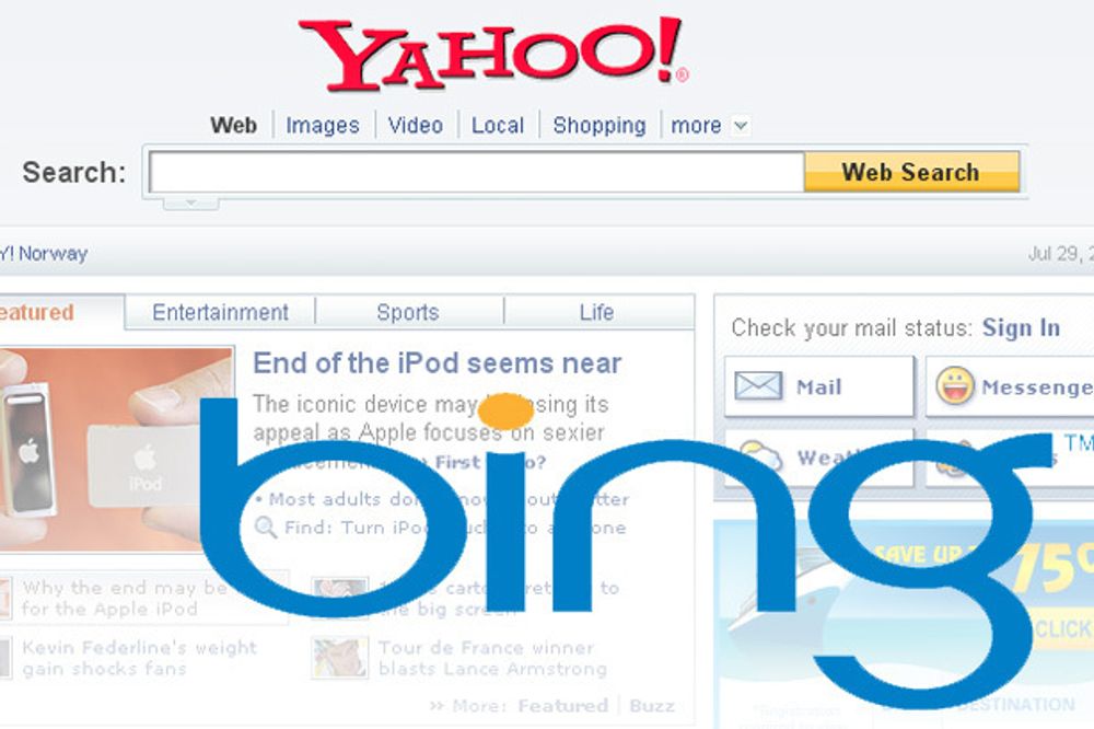 Bing overtar som søkemotor hos Yahoo om Microsoft og Yahoo får det som de vil.