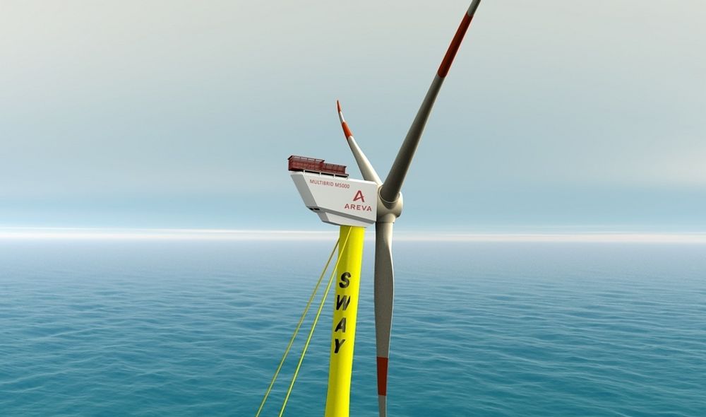 UTVIKLER NY TURBIN: Sway er mest kjent for sitt konsept for flytende havvindmøller, hvor vinden treffer turbinen "baklengs". Nå vil selskapet teste en egenutviklet havvindturbin for de flytende tårnene. Turbinen er på hele 10 MW.