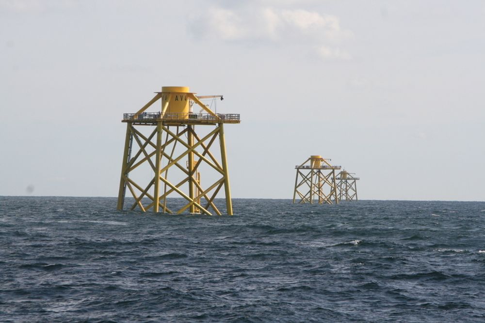 OWEC Tower-fundament til prosjektet alpha ventus, Tysklands første offshore vindmøllepark. Fundamentene ble installert september 2009.
